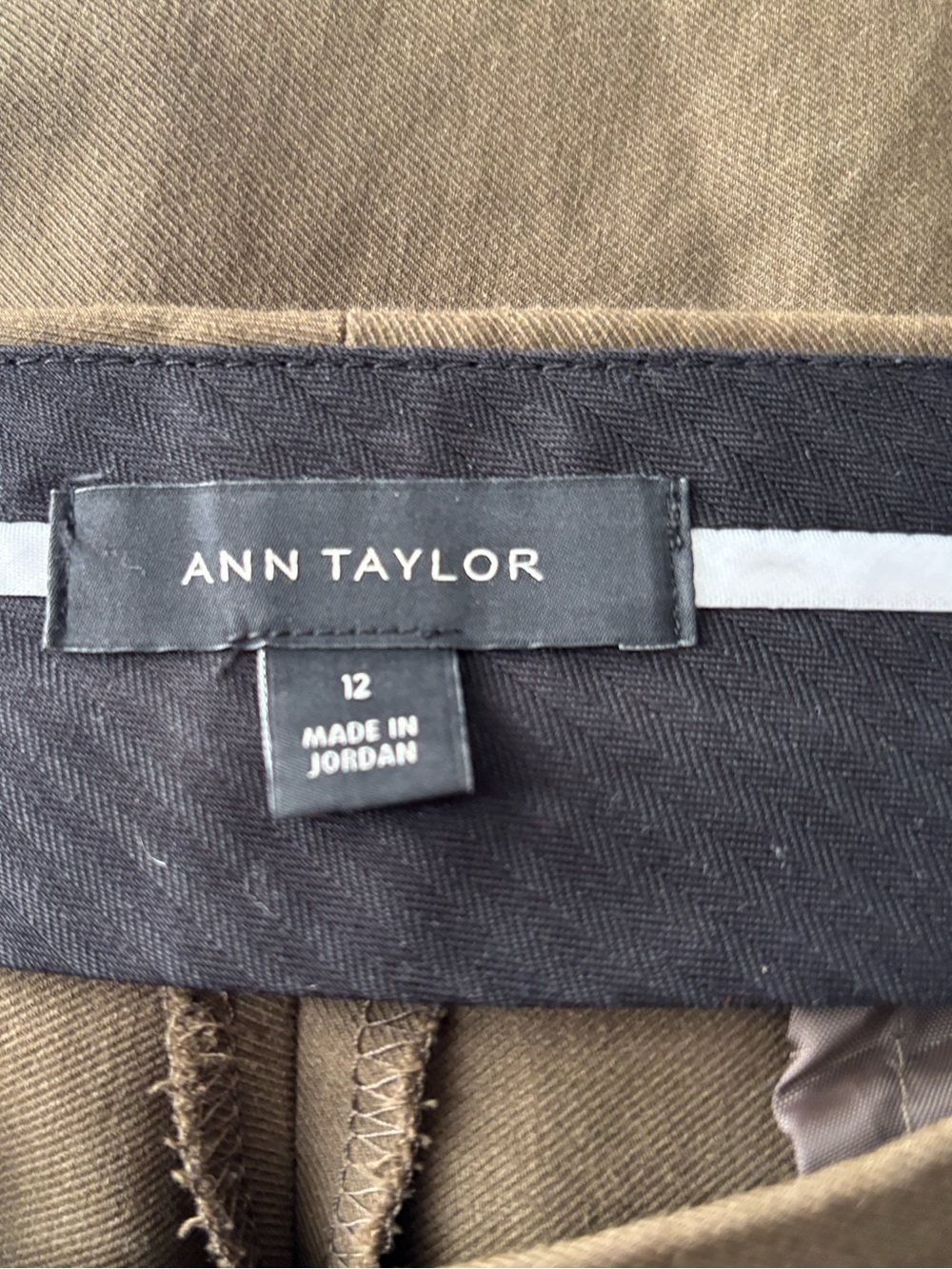 Ann Taylor Wide Leg High-Rise Cropped Pants  Olive Trousers Casual Classic Sz 12 - Picture 7 of 8